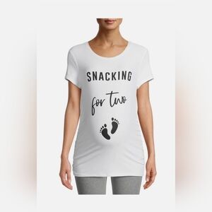 Time and Tru NEW Maternity Graphic Tee Snacking For Two White Size L 12-14
